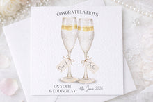 Load image into Gallery viewer, Bride and Groom Champagne Glasses - wedding card
