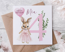 Load image into Gallery viewer, Pink Bunny  Birthday Card
