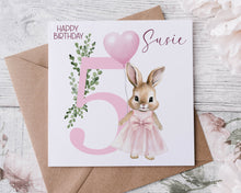 Load image into Gallery viewer, Pink Bunny  Birthday Card
