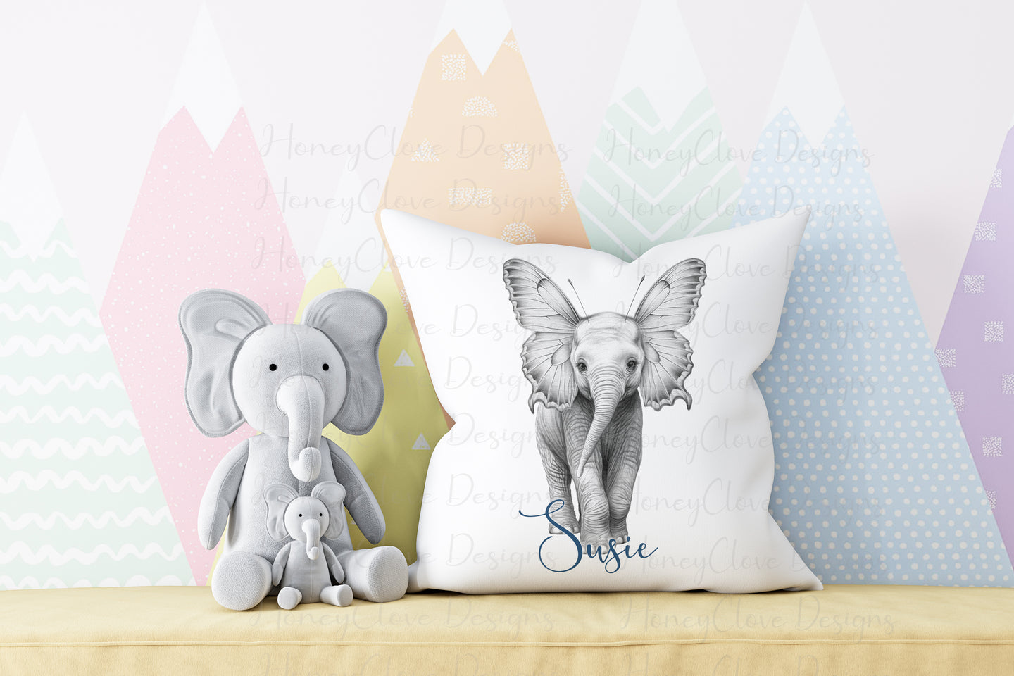 Sketch Design Cushion Butter-Elephant