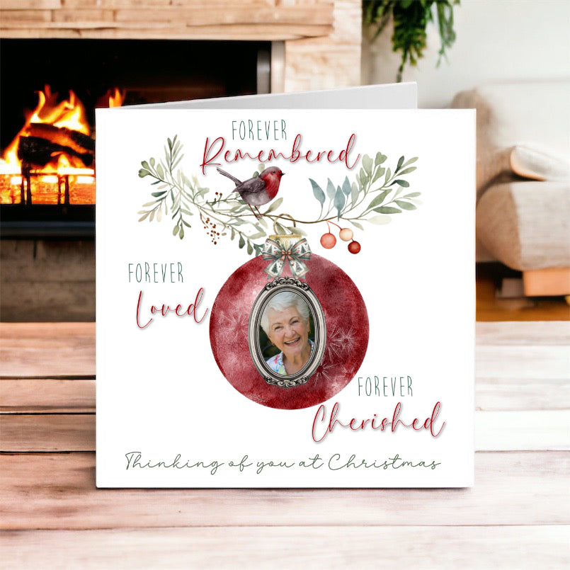 Robin Bauble Thinking of you Christmas Card