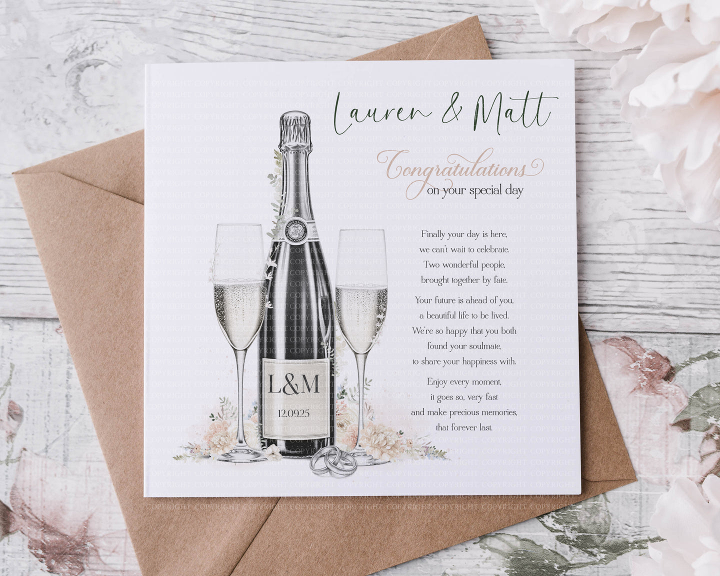 Champagne Wedding Card