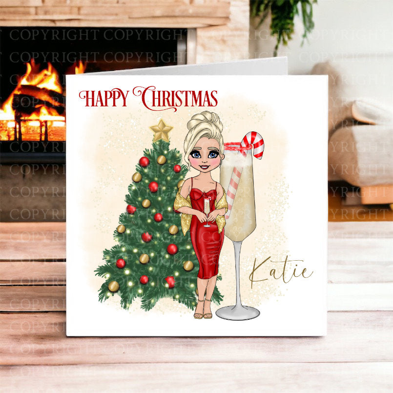 Champagne Doll Christmas Card