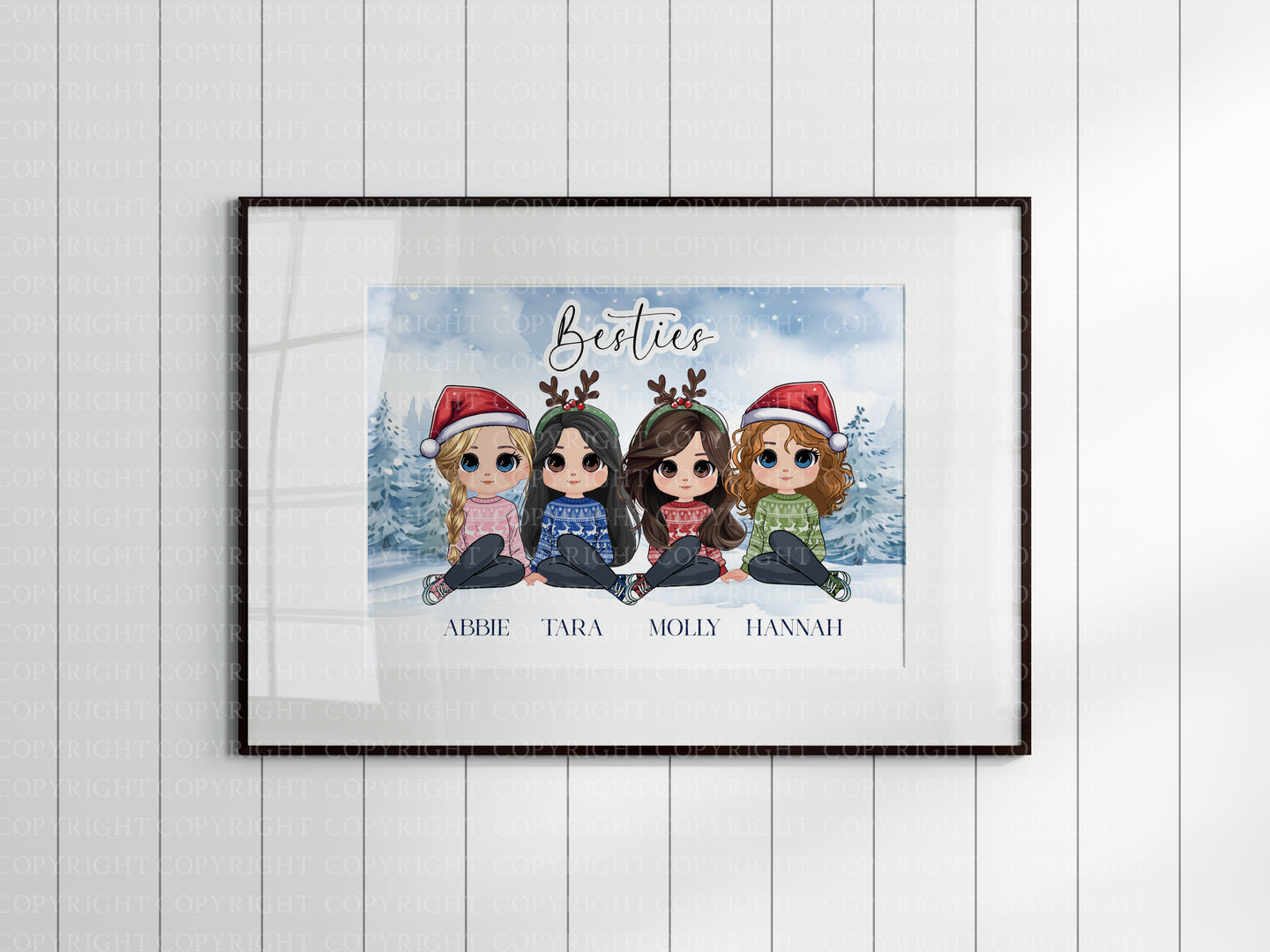 Chibi Best Friends Christmas A4 Unframed Print