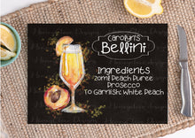 Load image into Gallery viewer, Bellini cocktail recipe glass board mockup
