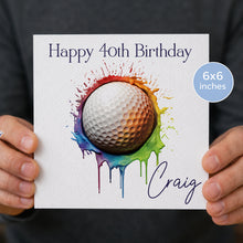 Load image into Gallery viewer, Golf Ball Design Birthday Card - Bright Colourslpash!
