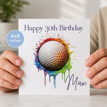 Load image into Gallery viewer, Golf Ball Design Birthday Card - Bright Colourslpash!
