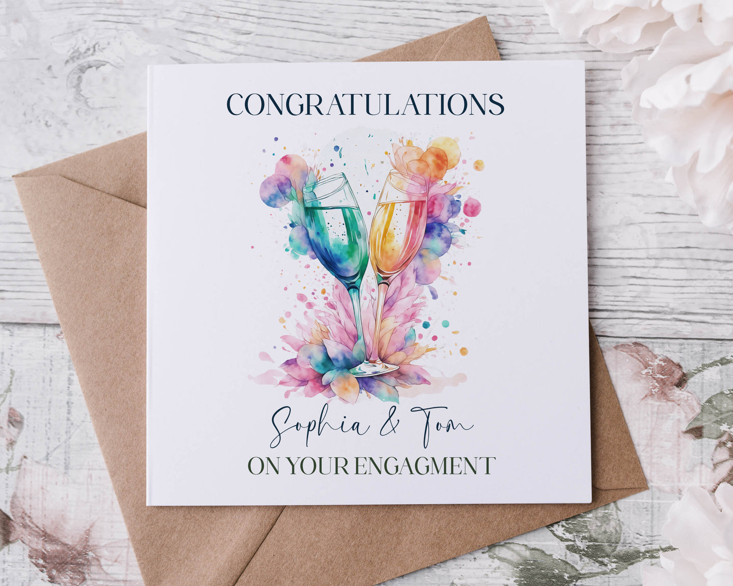 Engagement card - Coloursplash champagne