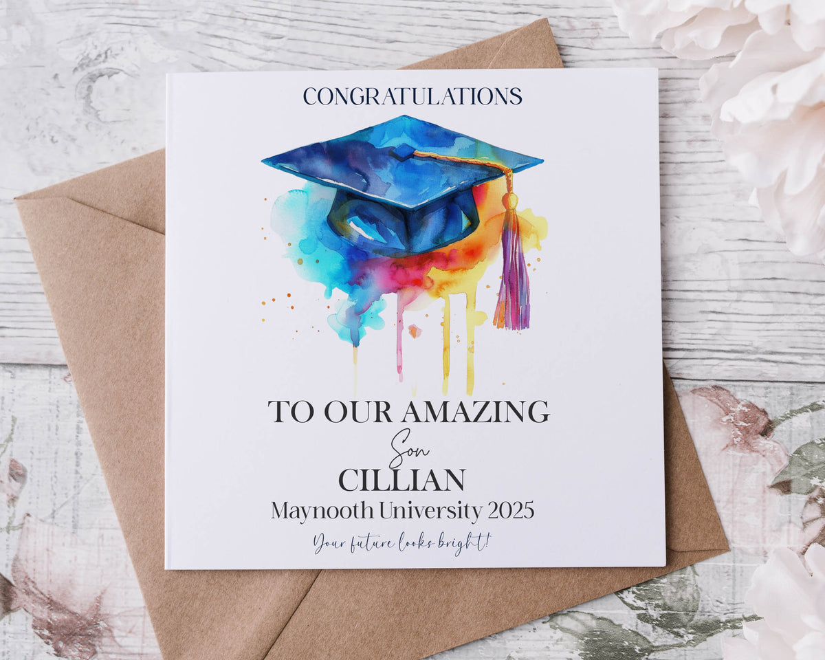 Graduation Card - Colourful Mortar board – HoneyClove Designs