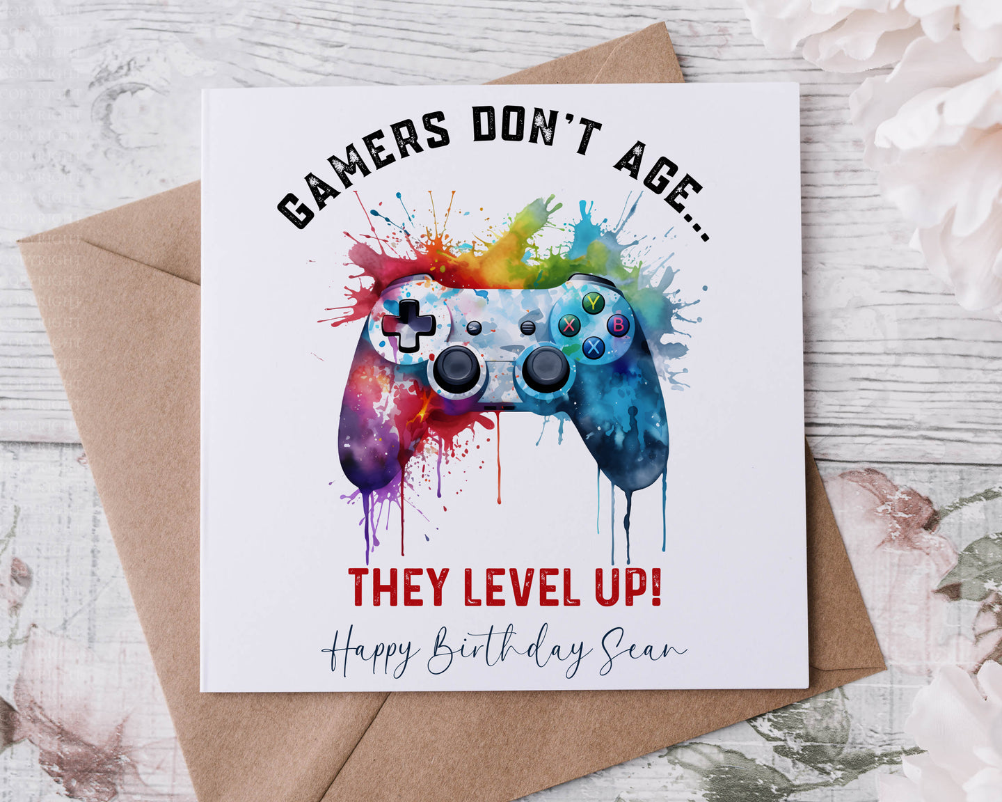 Gamer Design Birthday Card - Multicoloured