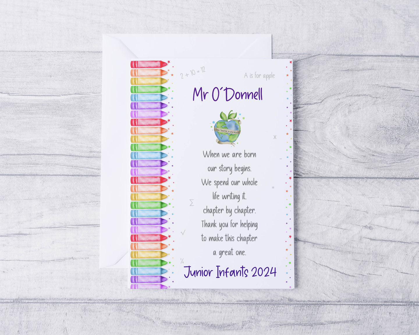 Crayon teacher thank you card