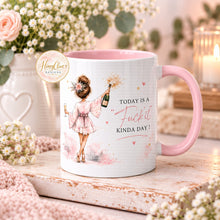Load image into Gallery viewer, Pink-handled mug featuring the 'Today is a Fuck It Kinda Day' design
