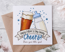 Load image into Gallery viewer, Beer &amp; Baby Bottle Fathers Day Card
