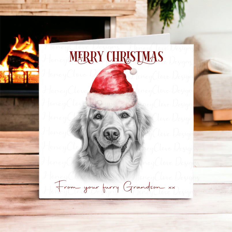 Golden Retriever Grandson Christmas  Card