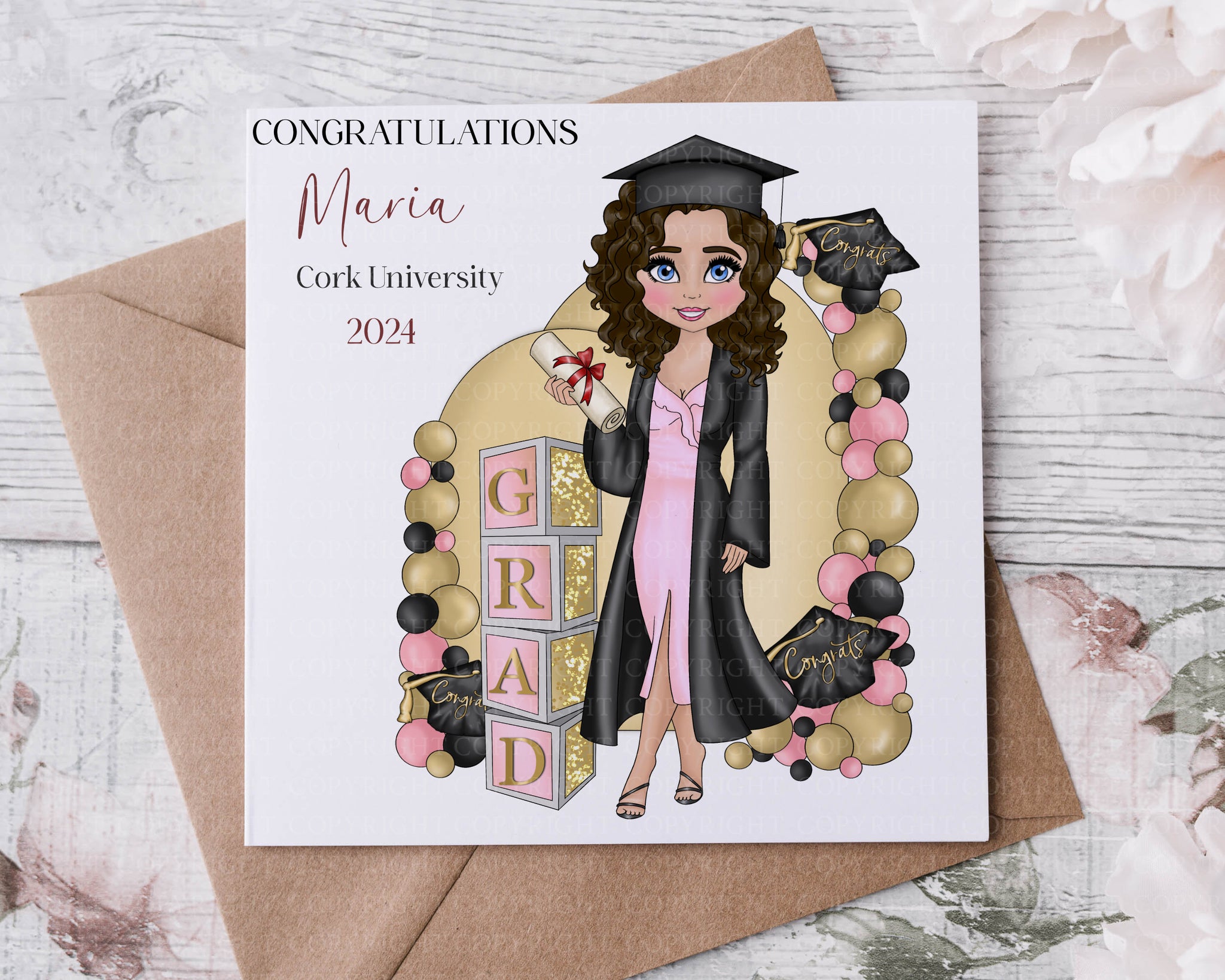 Dolly Graduation Girl Card HoneyClove Designs Dolly Graduation Girl Card HoneyClove Designs