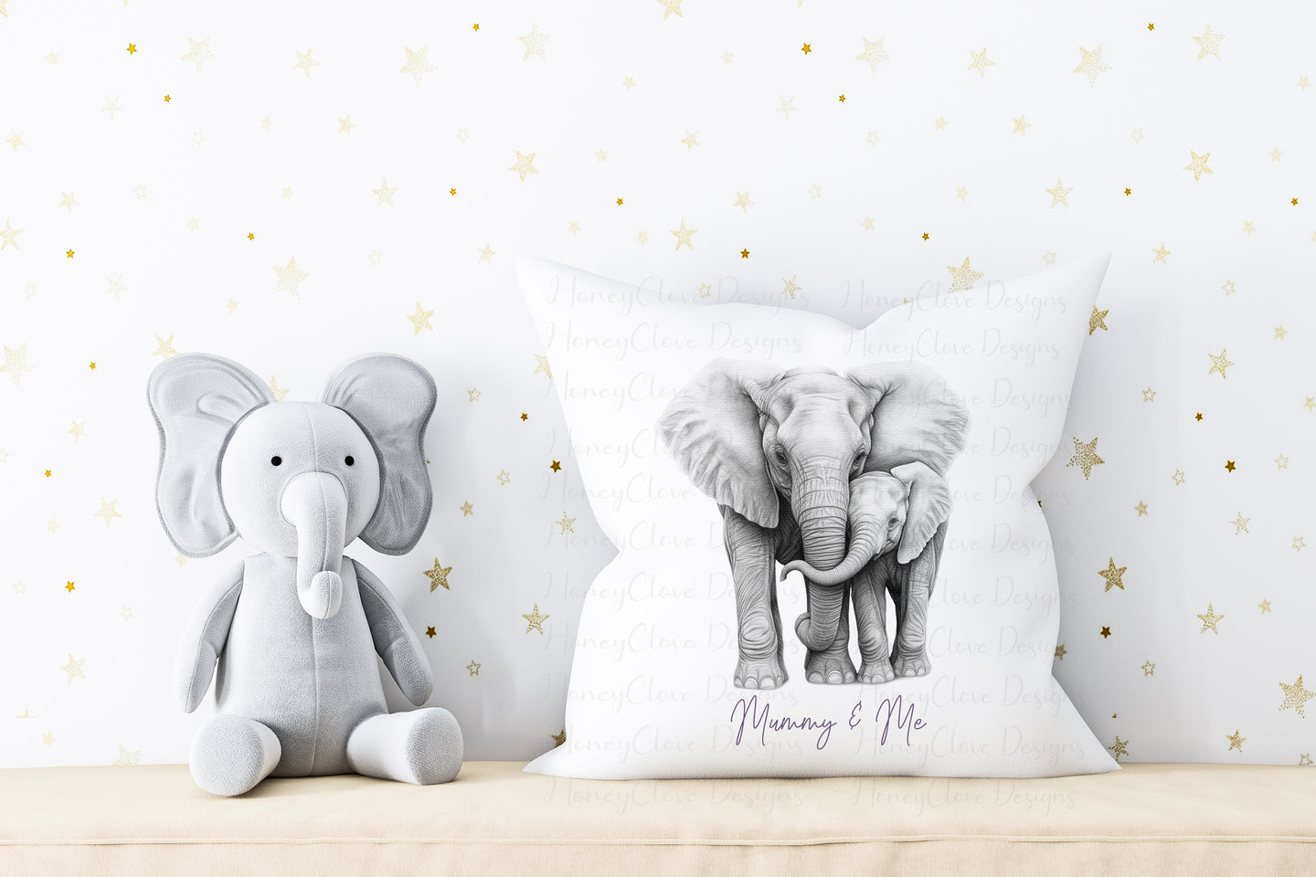 Elephant and Baby Cushion