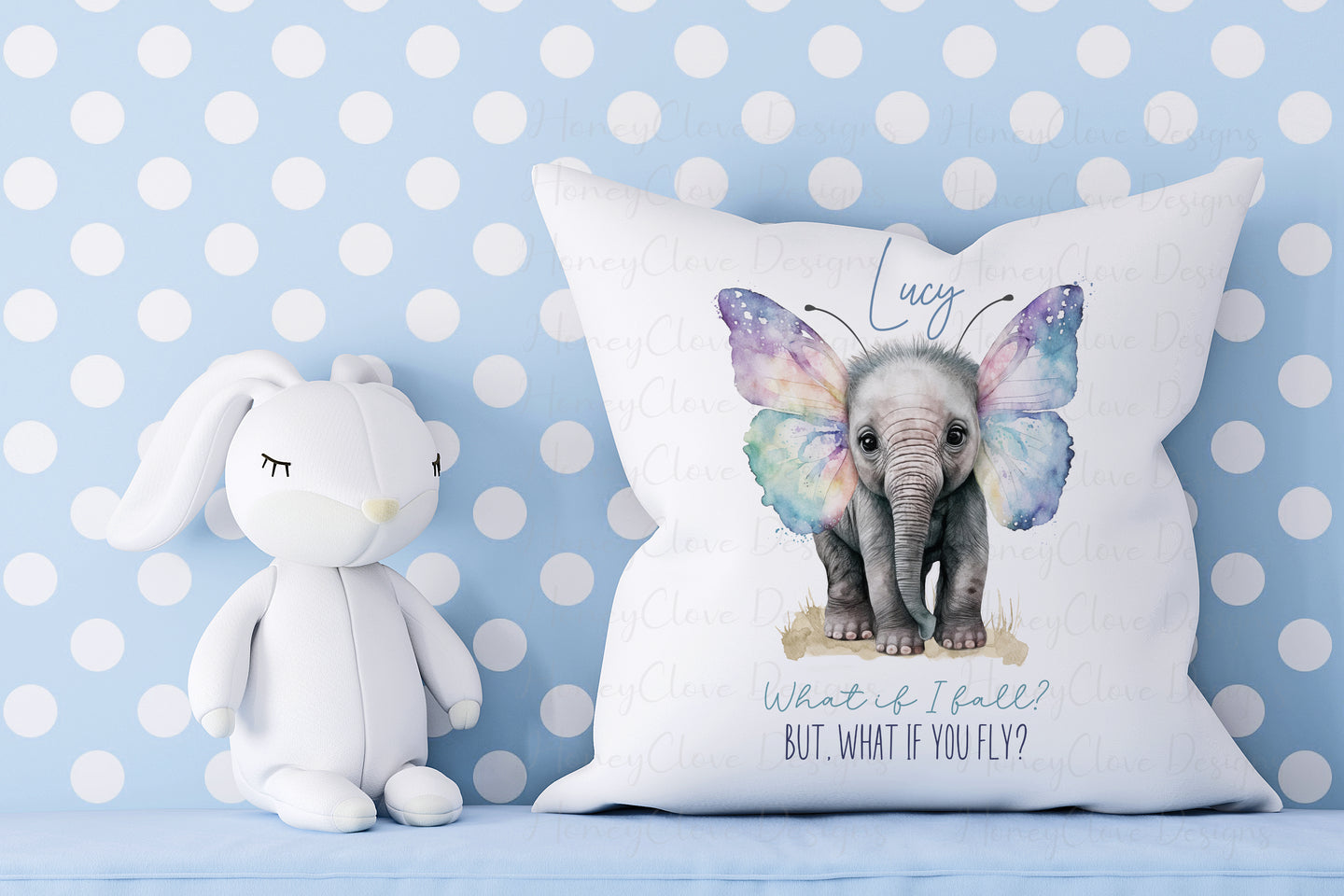 What if you Fly - Cute Elephant Cushion