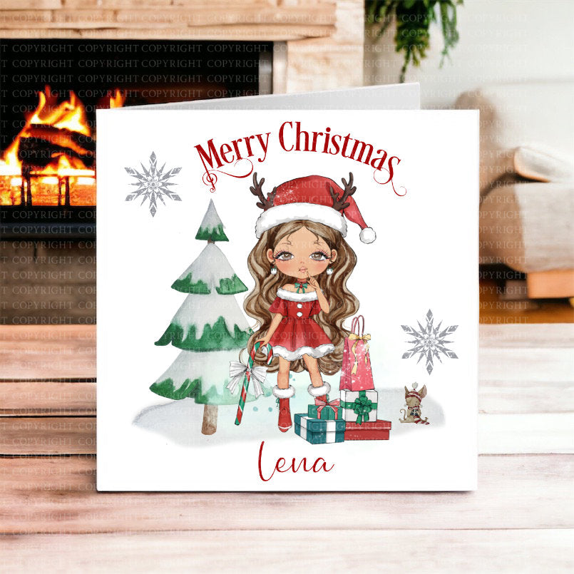 Girl Elf Christmas Card