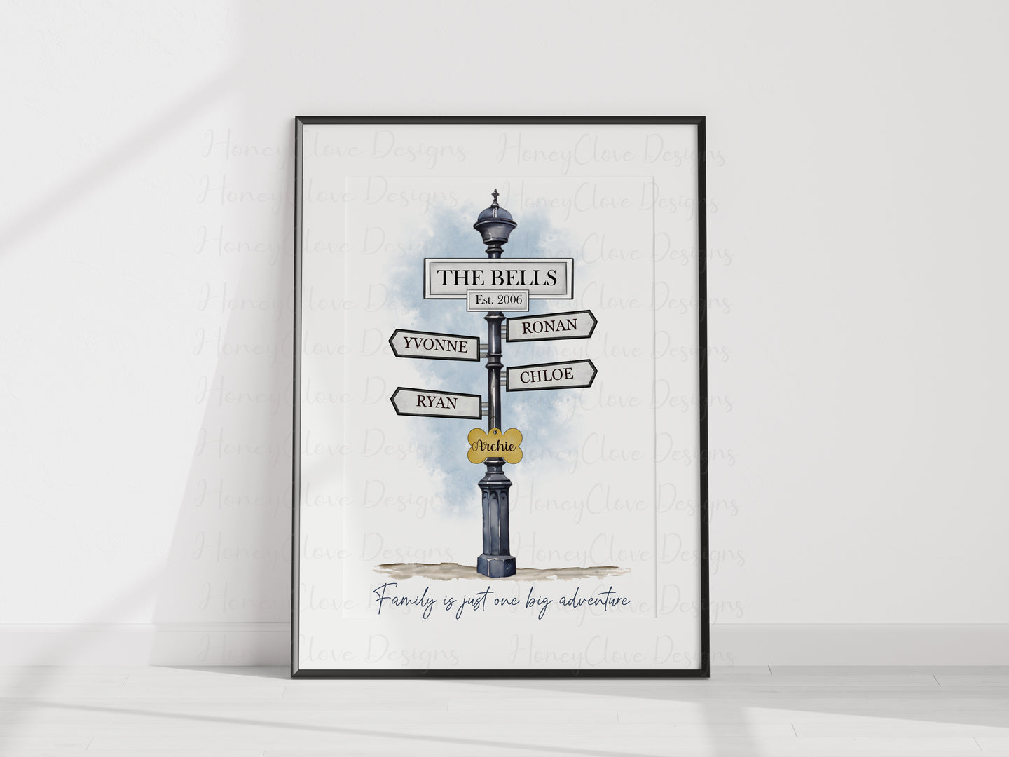 Family Signpost A4 Print -UNFRAMED