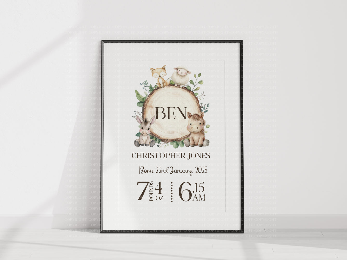 Day you were born UNFRAMED animal print A4 or A3