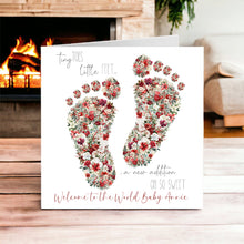 Load image into Gallery viewer, Christmas Baby Feet Flowers Card
