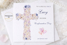 Load image into Gallery viewer, Floral Cross Confirmation Card
