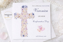 Load image into Gallery viewer, Floral Cross Confirmation Card
