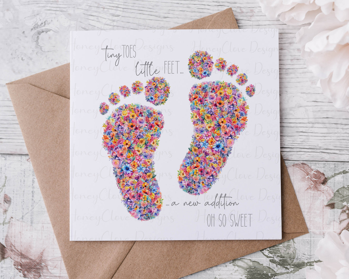 Floral Baby feet Greeting ard