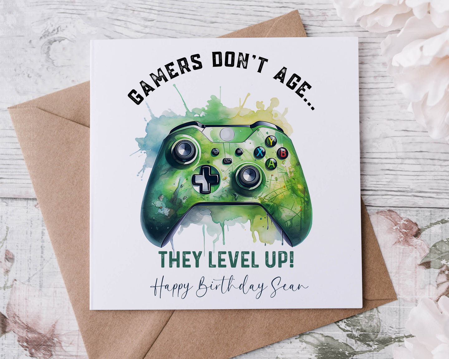 Gamer Design Birthday Card - Green