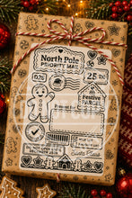 Load image into Gallery viewer, Gingerbread Man Christmas North Pole postage labels
