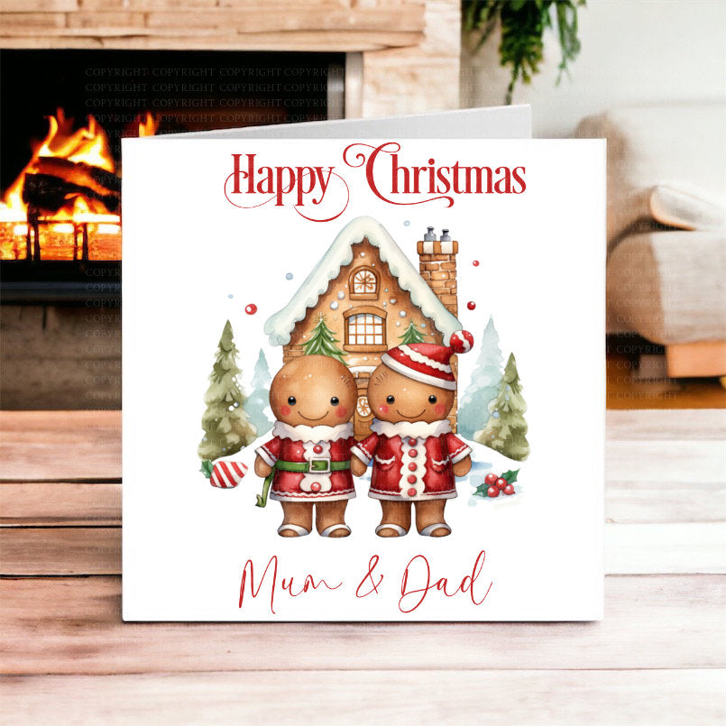 Gingerbread Couple Christmas Card - Mum and Dad