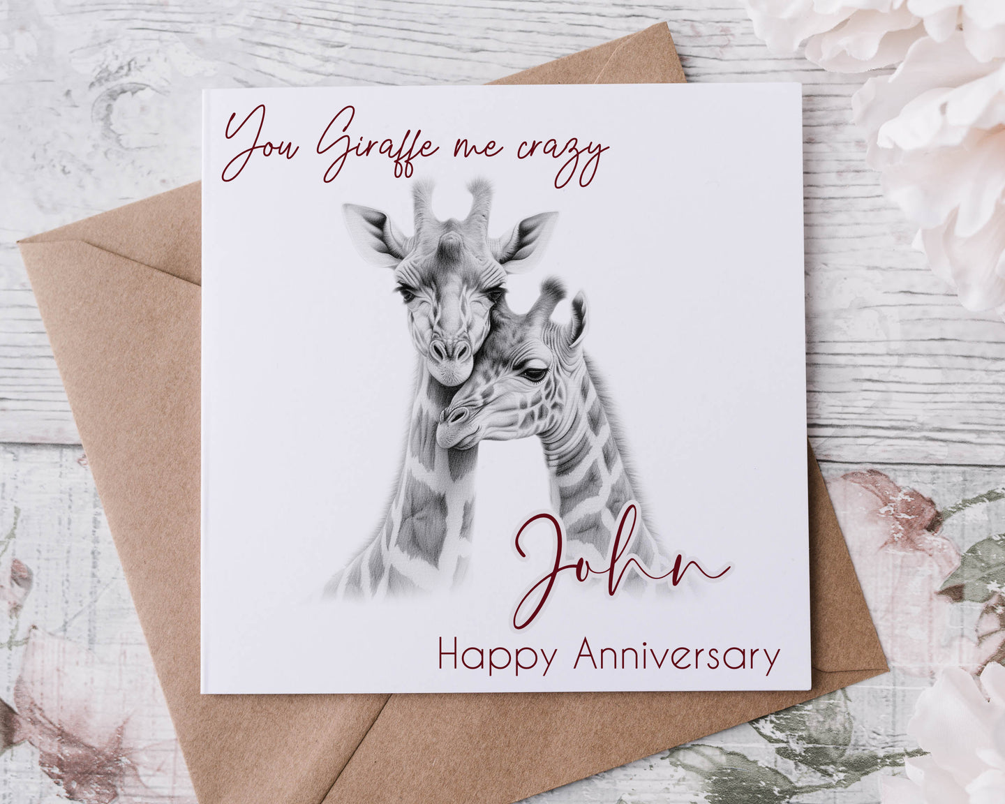 Anniversary card - Giraffe- sketch design