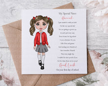 Load image into Gallery viewer, First day at school card  - School Girl
