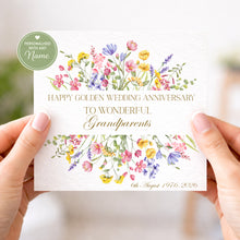 Load image into Gallery viewer, Personalised Golden Wedding Anniversary Card for grandparents
