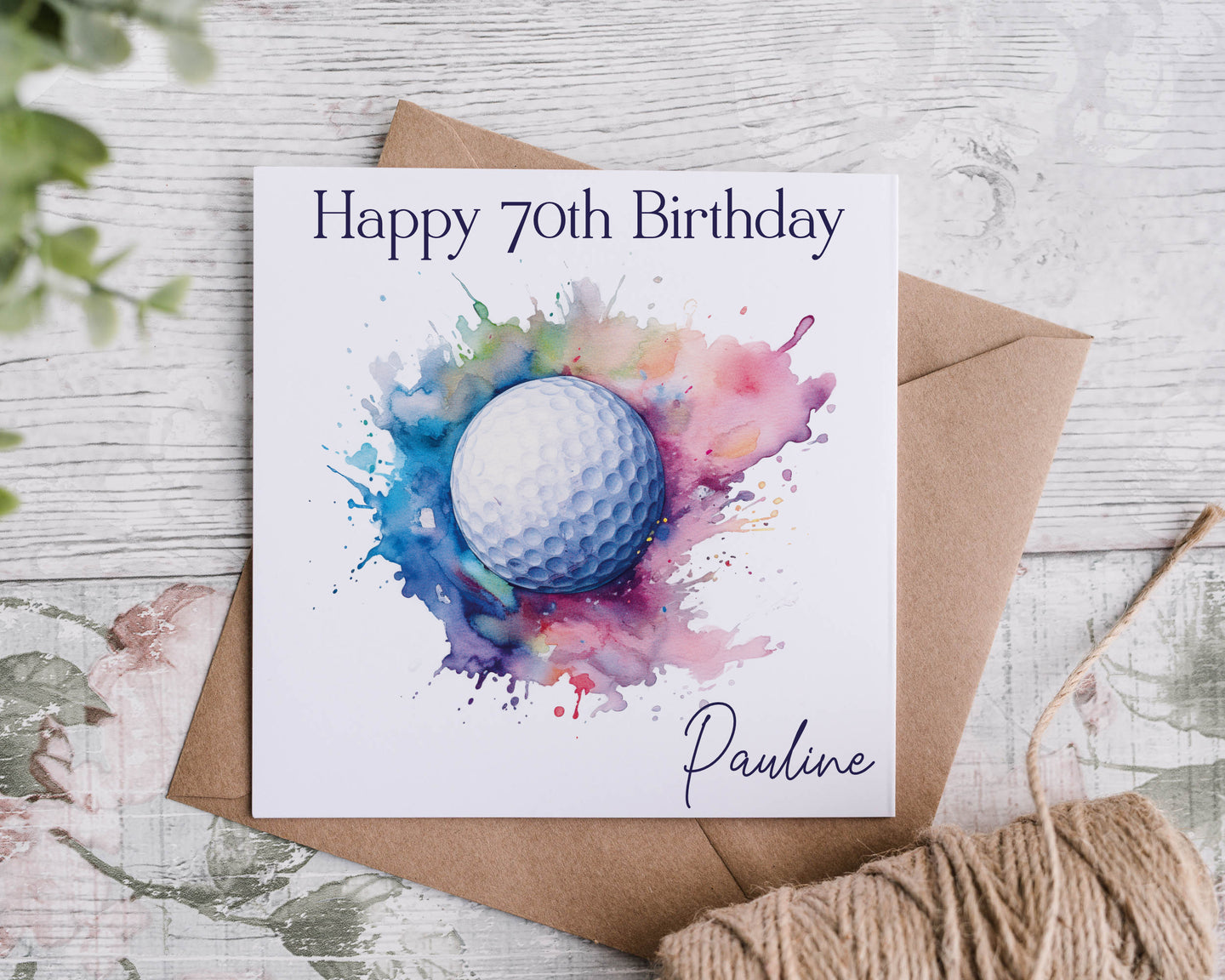 Golf Ball Design Birthday Card Pastel