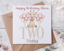 Load image into Gallery viewer, Baby Giraffe  Birthday Card- Age 1-3 PINK

