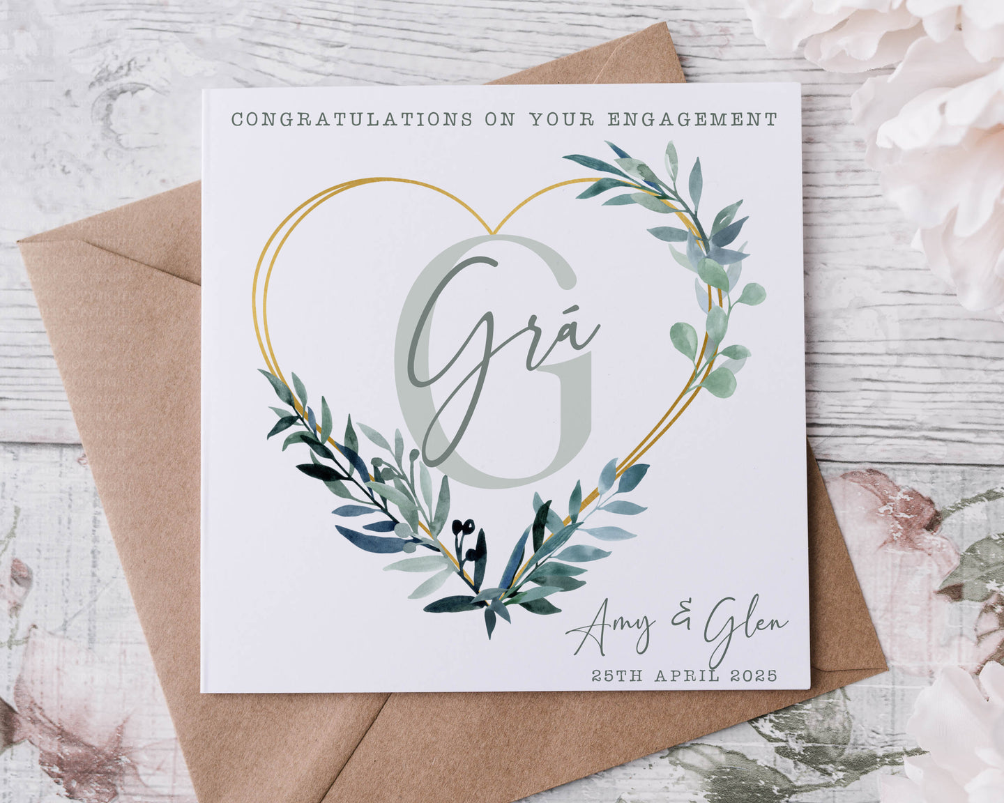 Engagement/Wedding card - Gra Heart