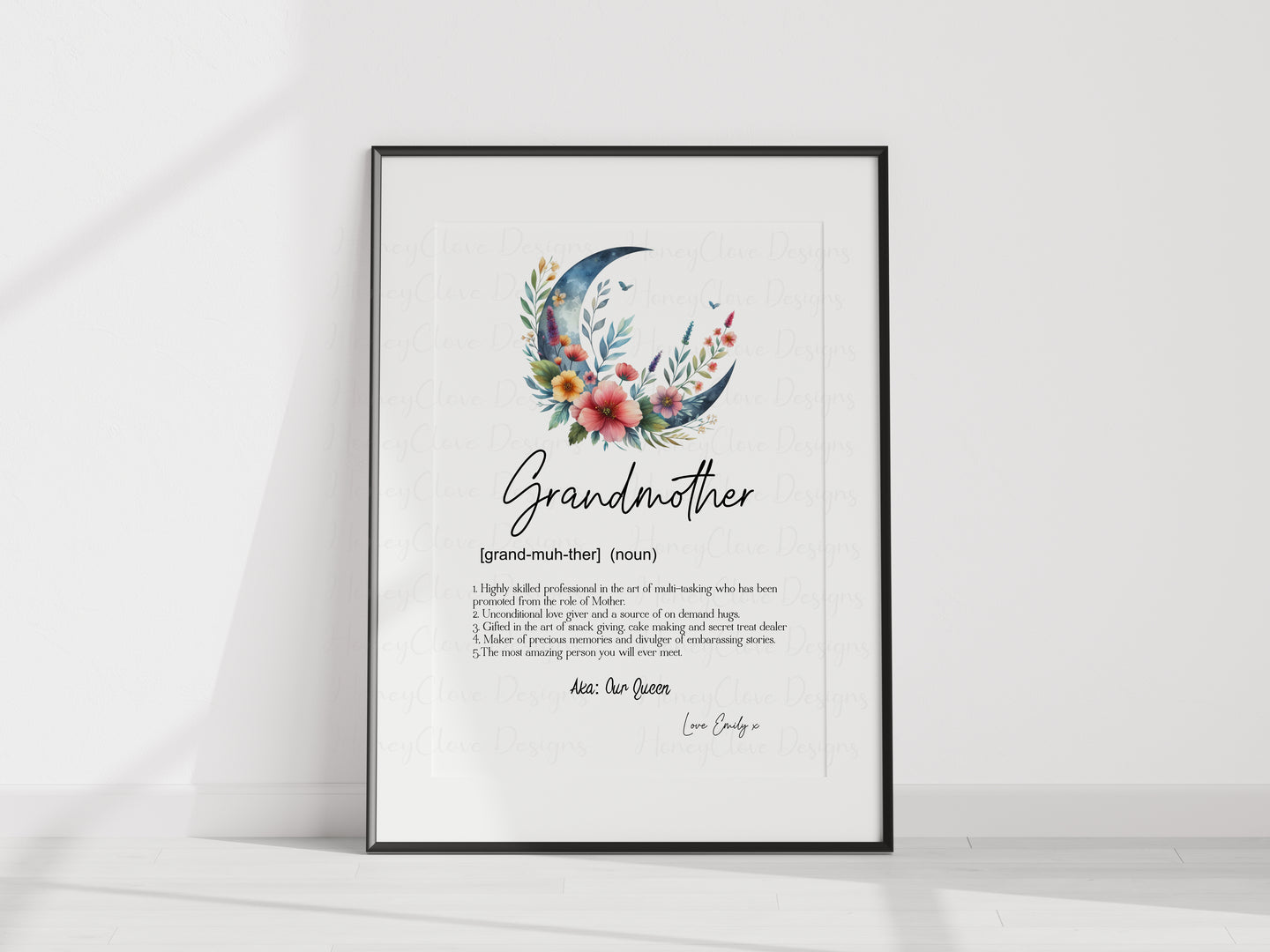 Grandmother Definition A4 UNFRAMED PRINT Moon