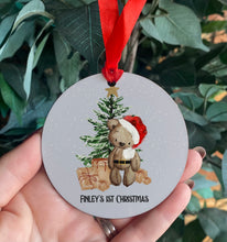 Load image into Gallery viewer, Christmas bear hanging decoration - grey
