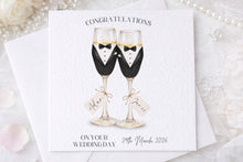 Load image into Gallery viewer, Bride and Groom Champagne Glasses - wedding card
