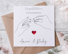 Load image into Gallery viewer, Line Art Hands Wedding Card
