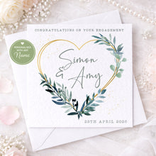 Load image into Gallery viewer, Engagement card - Green Heart Wreath
