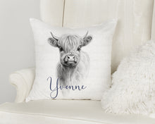 Load image into Gallery viewer, Sketch Design Cushion Highland Cow
