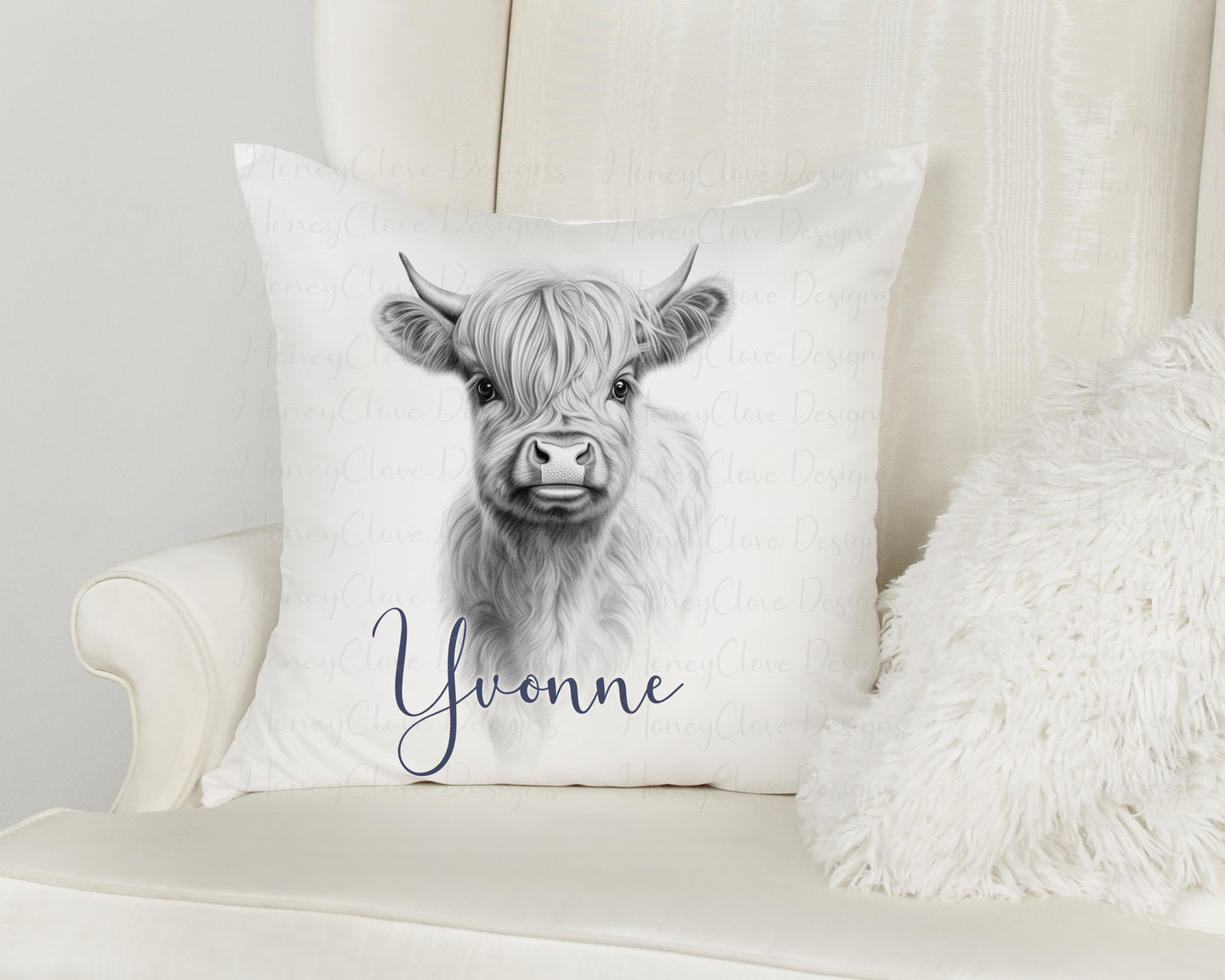 Sketch Design Cushion Highland Cow