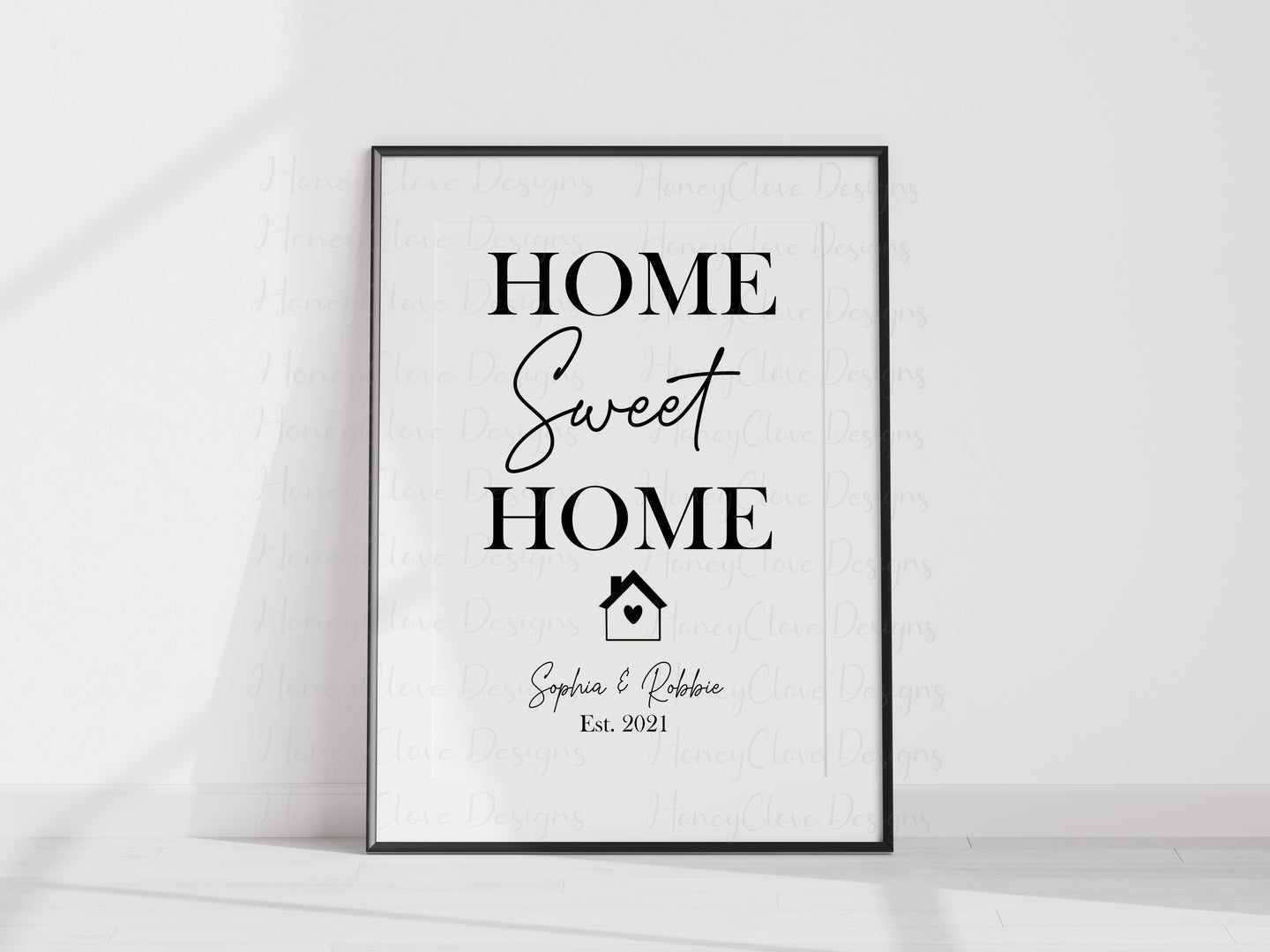 Monochrome HOME SWEET HOME A4 Unframed print