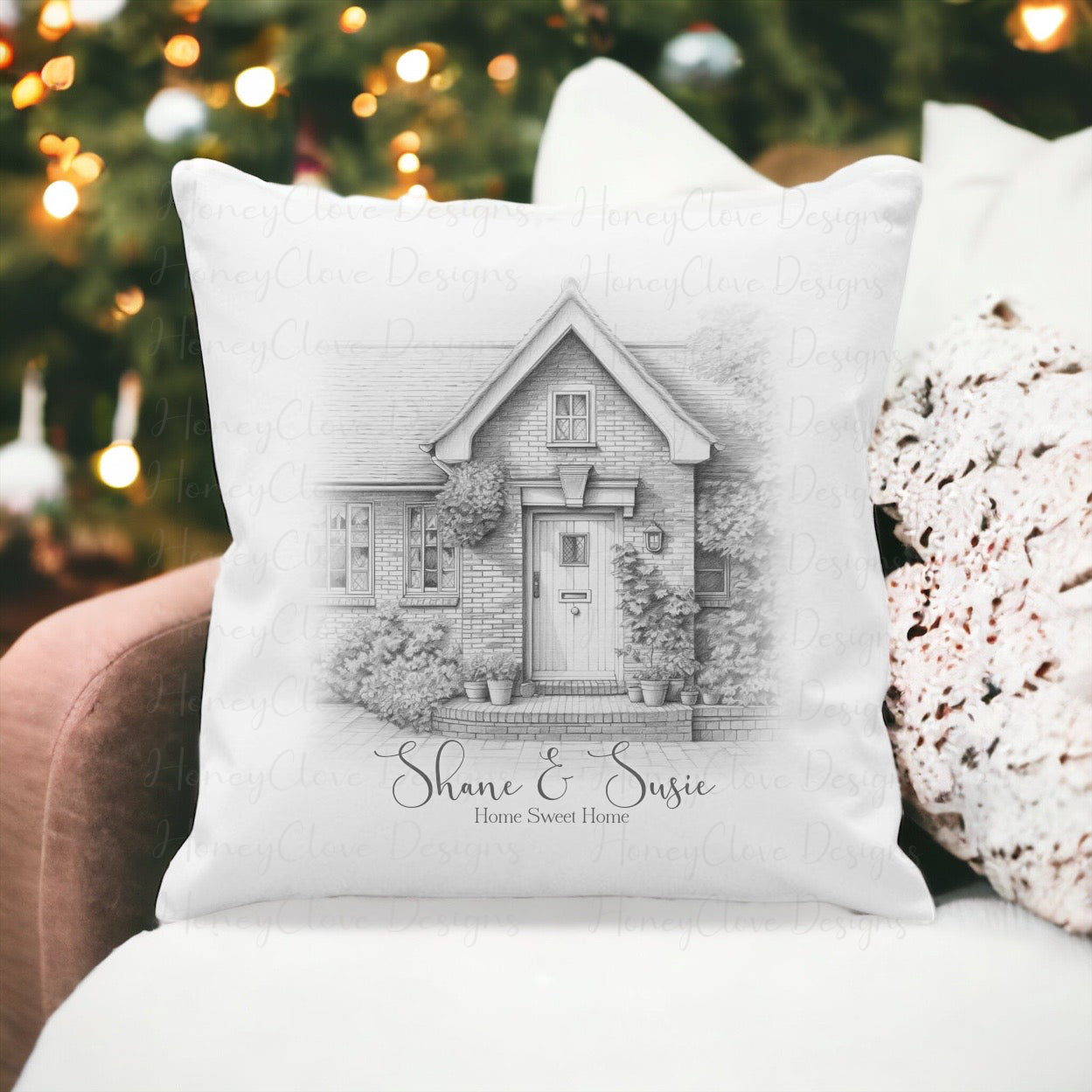 Sketch Art 'HOME' Cushion