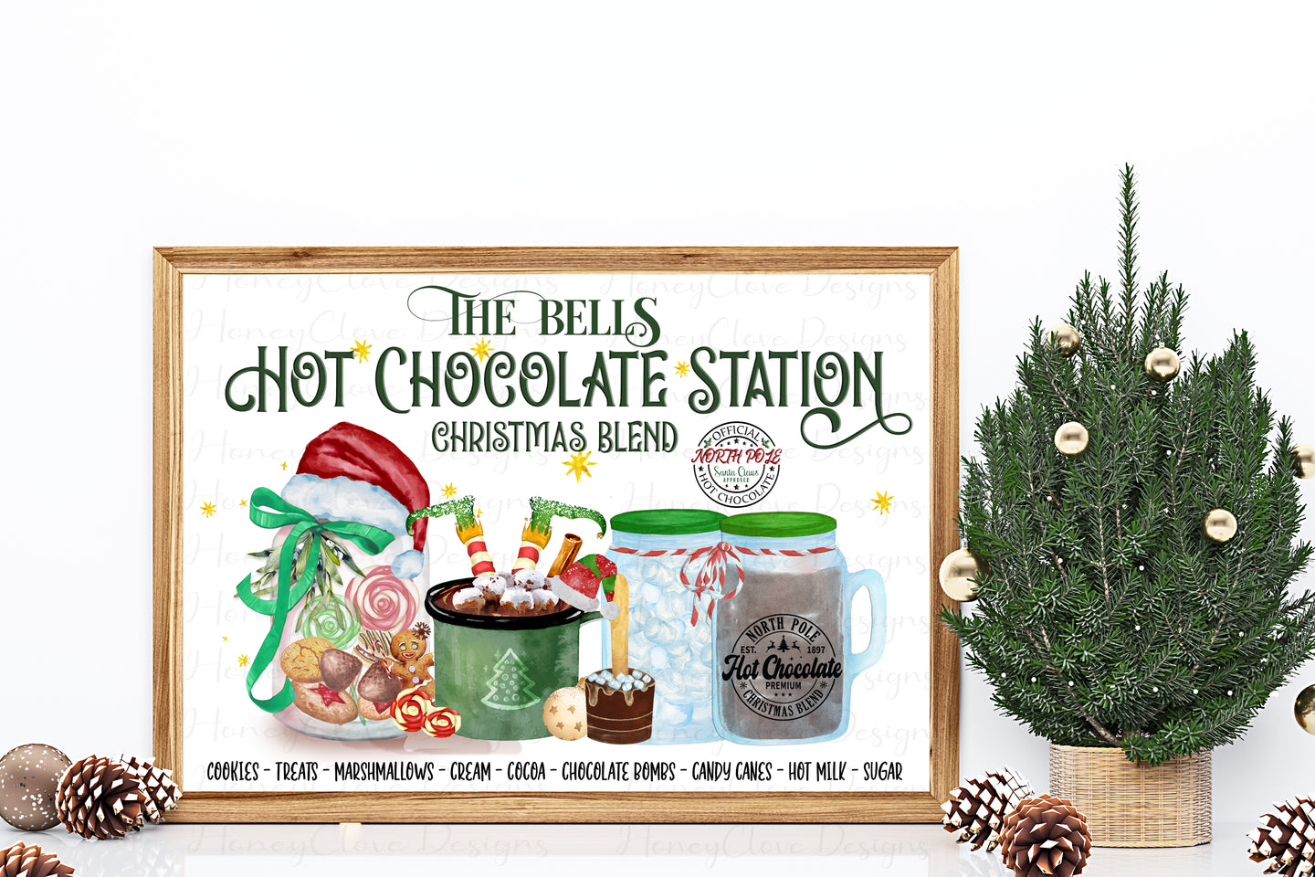 FIVER FRIDAY HOT CHOCOLATE STATION A4 Unframed print GREEN