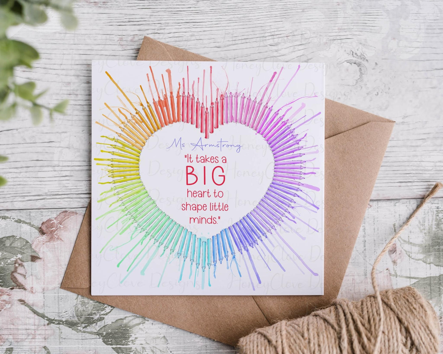 Melted crayon teacher card - Square card