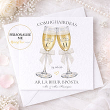 Load image into Gallery viewer, As Gaeilge Wedding Card  - Champagne Glasses
