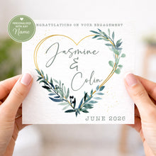 Load image into Gallery viewer, Engagement card - Green Heart Wreath
